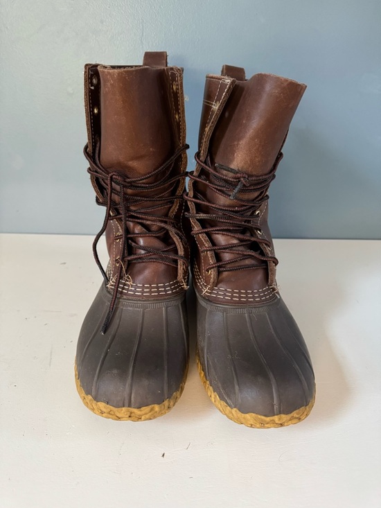 L.L. Bean Shoes - L.L. Bean Men's Brown Leather and Rubber Lace-Up Rain & Snow Boots